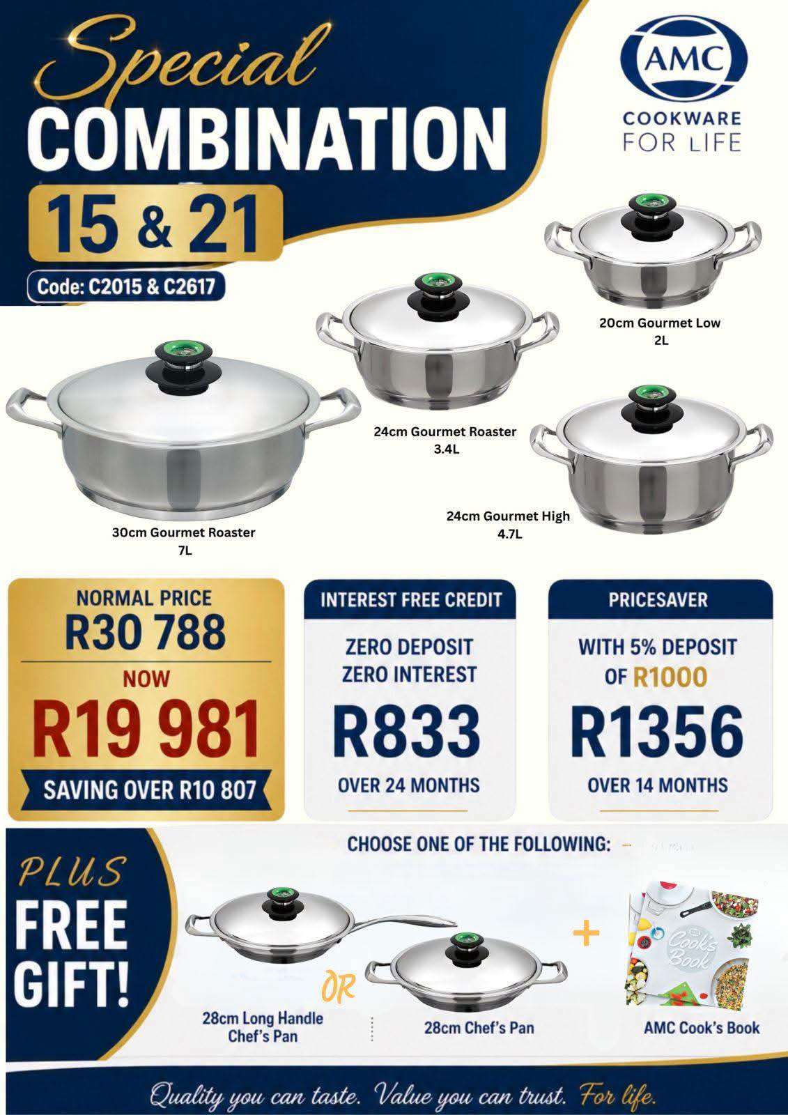 AMC Special Combination 15 & 21 Stainless Steel Cookware Set