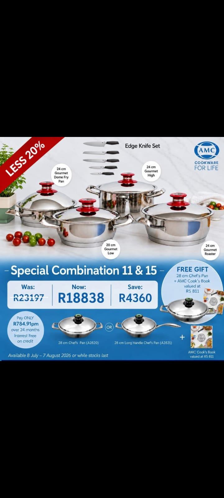 AMC Special Combination 11 & 15 Cookware Set with FREE Gift