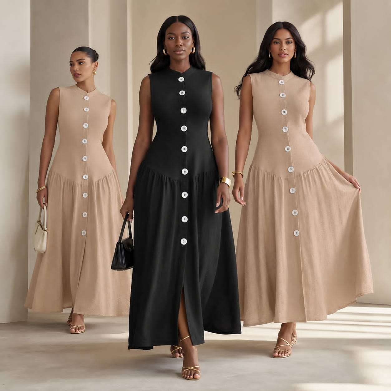 Ladies long button down dress