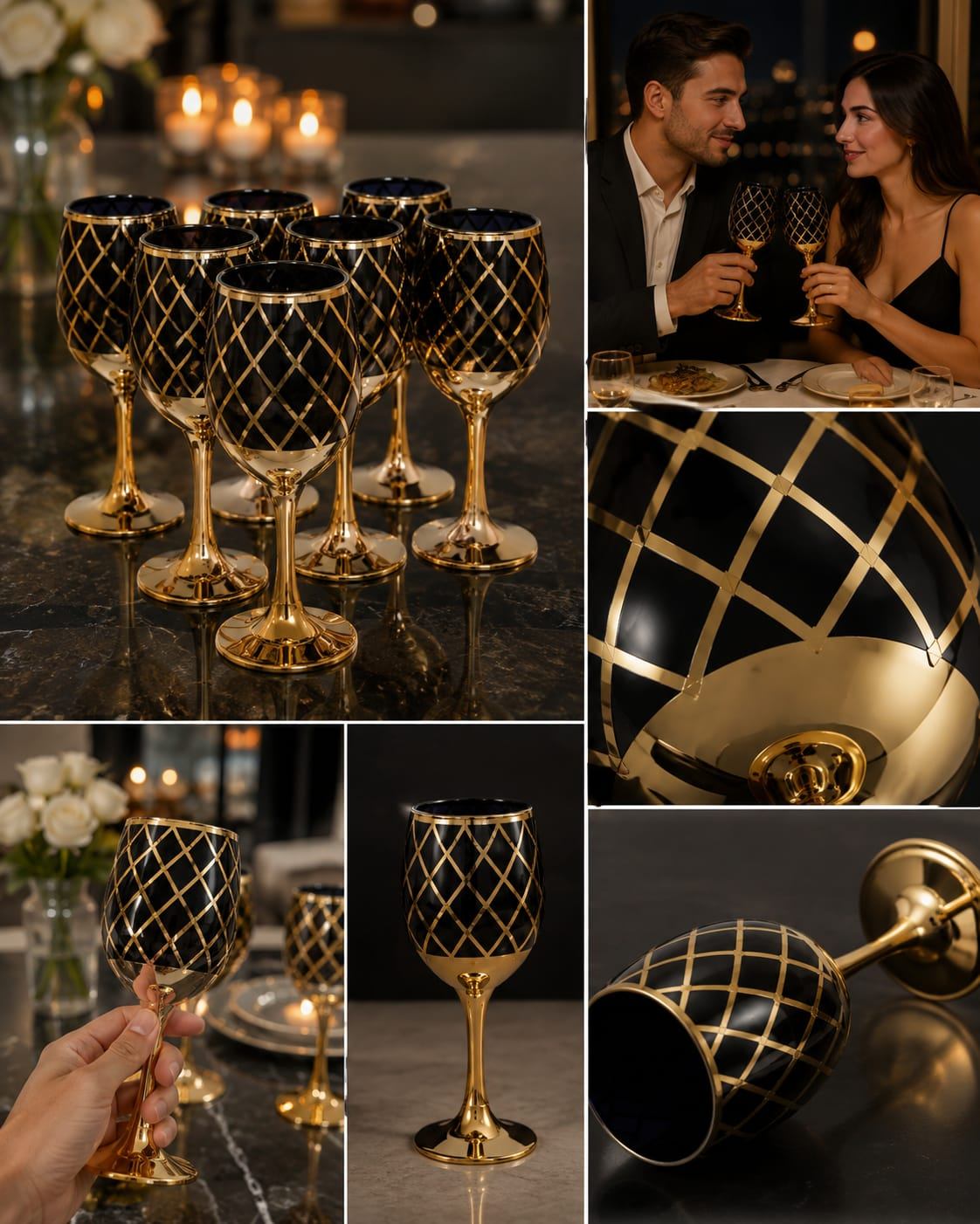 6 piece glass wine glass set