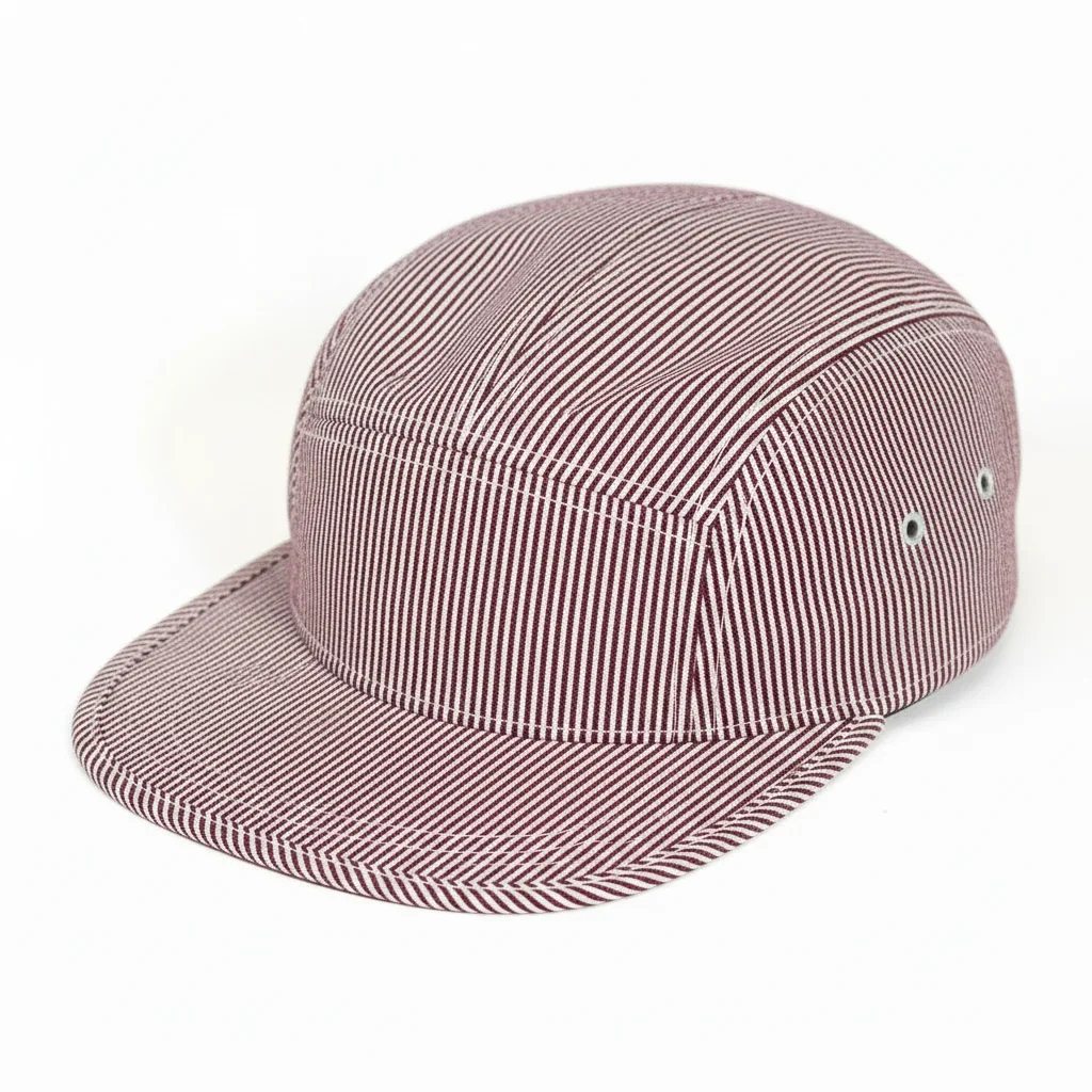 5 Panel Maroon Striped Cap