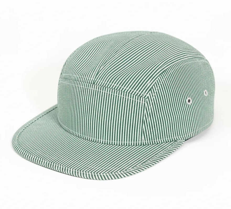 5 Panel Green Striped Cap