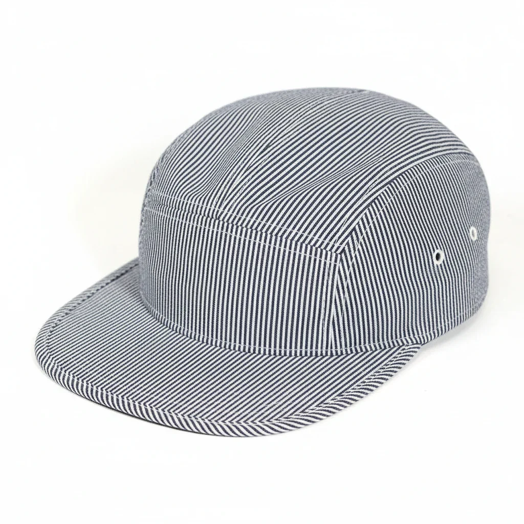 5 Panel Black Striped Cap
