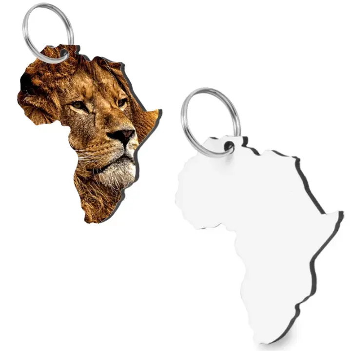 American Hardboard Africa shaped Keyring - Custom Printed 2