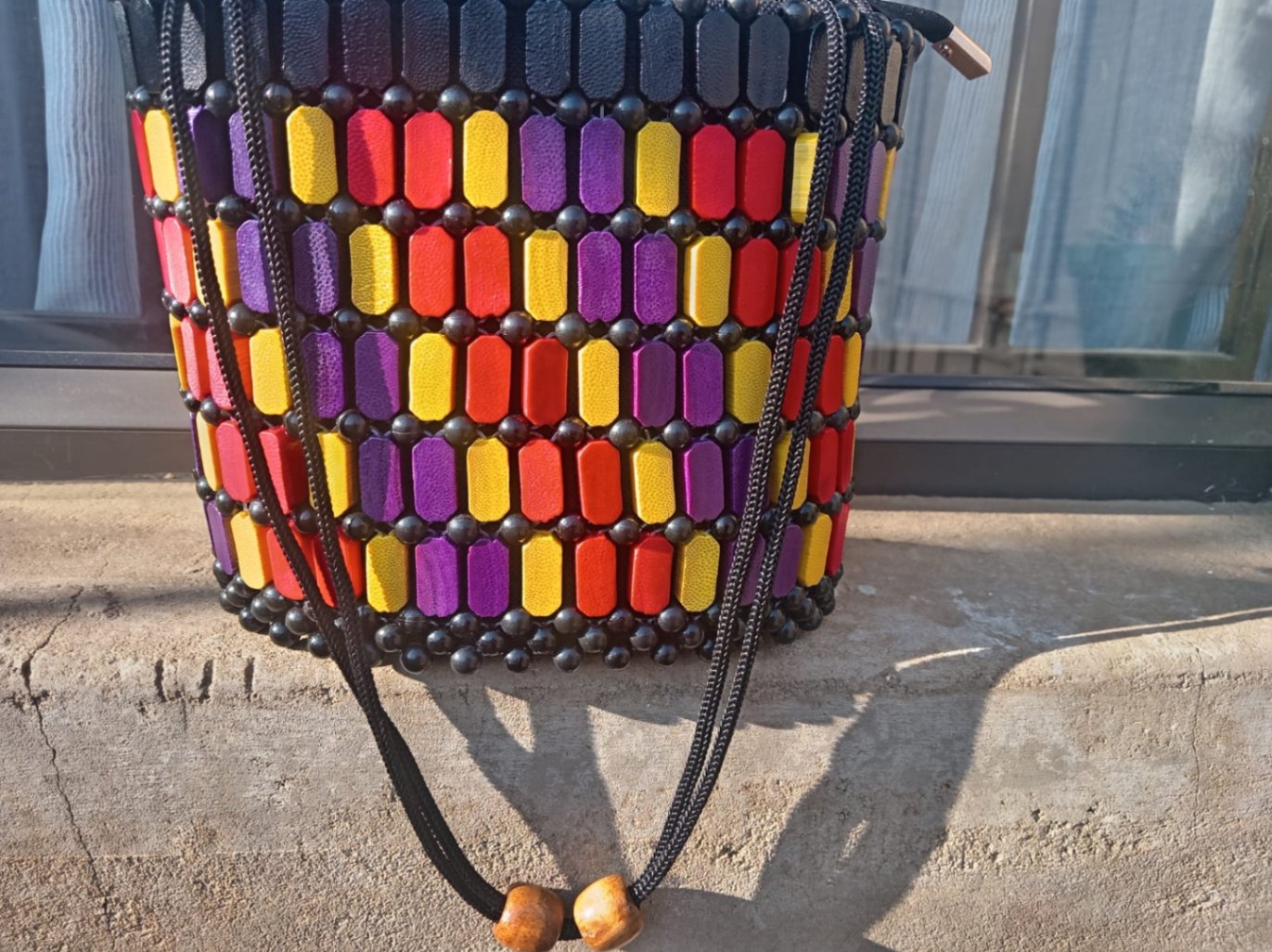 Sunset Bloom Beaded Drawstring Bag 2