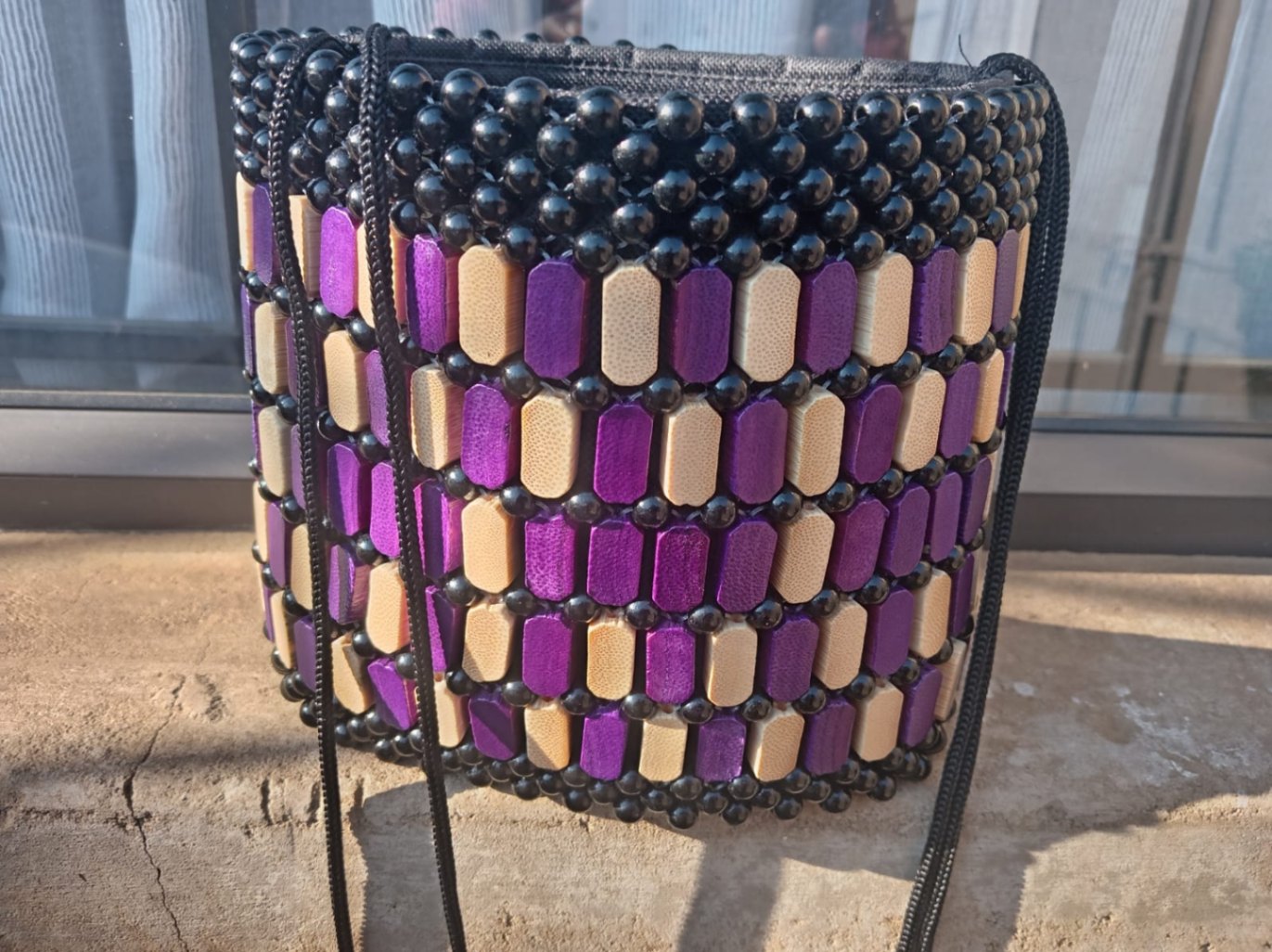 Amethyst Bloom Beaded Drawstring Bag 3