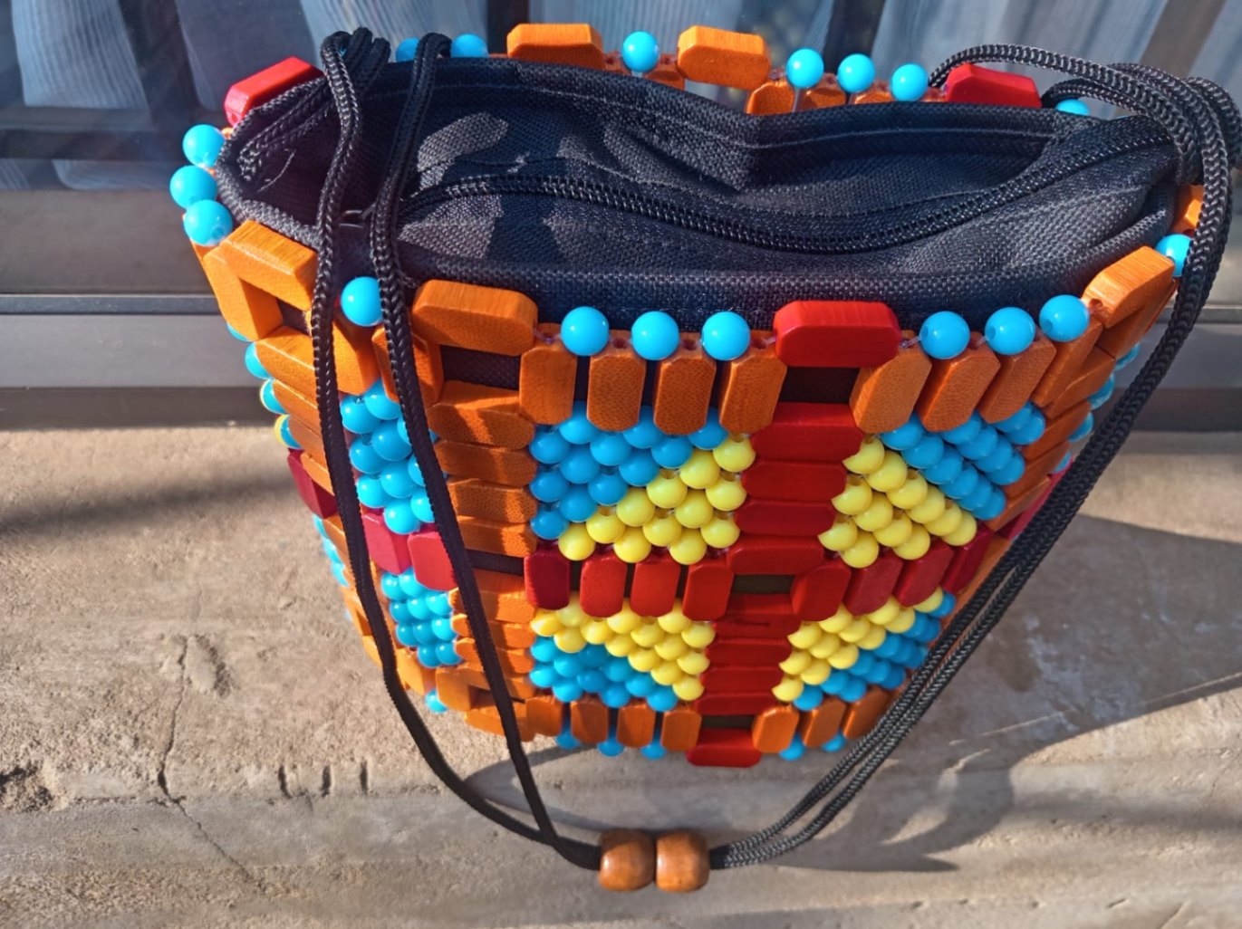 Sunrise Mosaic Beaded Drawstring Bag 3