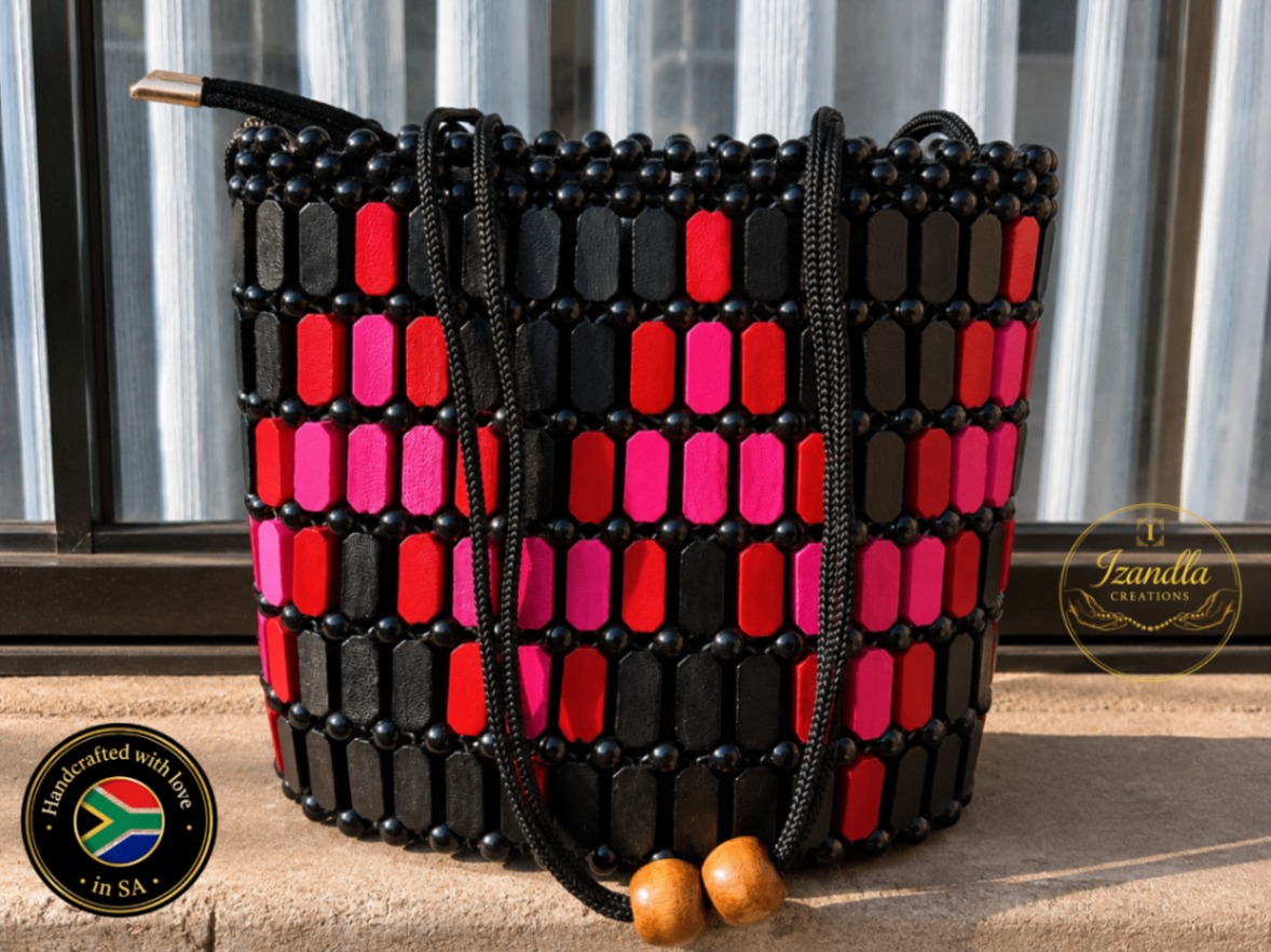 Ruby Eclipse Beaded Drawstring Bag