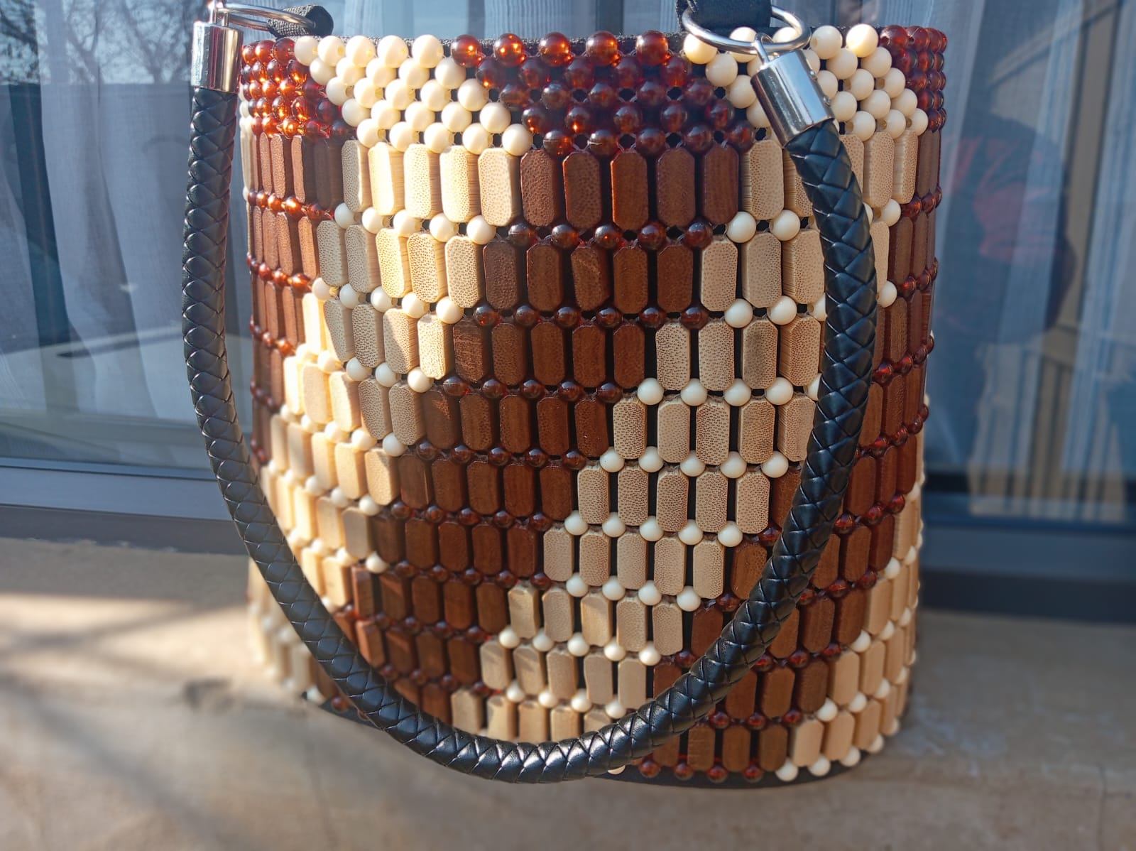 Mocha Mosaic Beaded Tote Bag 2