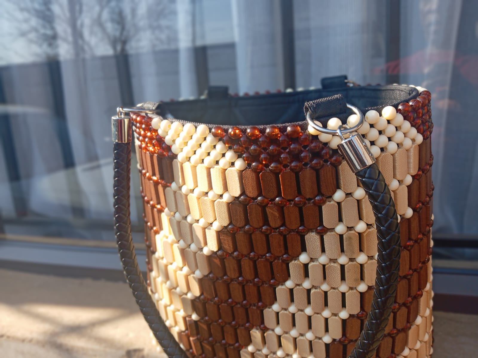 Azure Mosaic Beaded Tote Bag 3